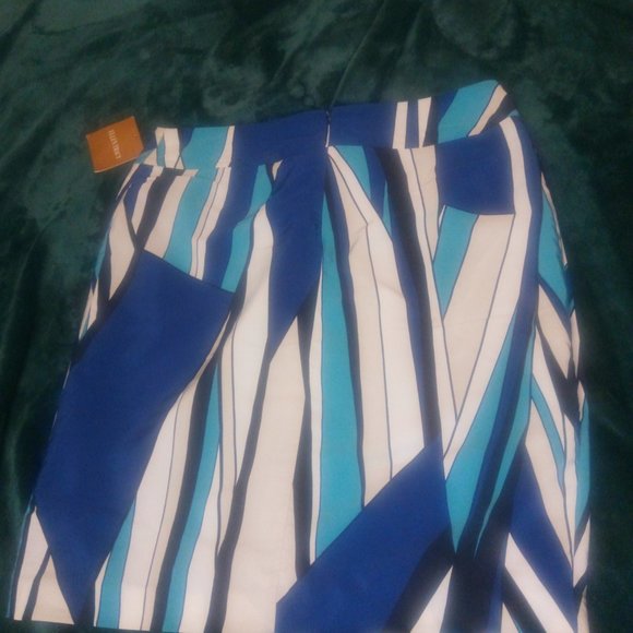 NWT Ellen Tracy Geometric Print Faux Wrap Mulitcolored Skirt Sz 12 - Picture 6 of 11